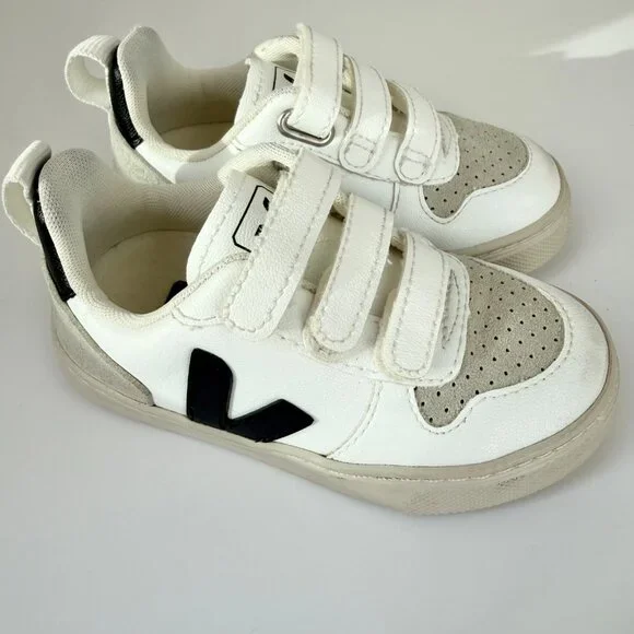 Veja V-10 Velcro CWL Kids Sneakers White Black EU 25 US 8.5 - Picture 2 of 7
